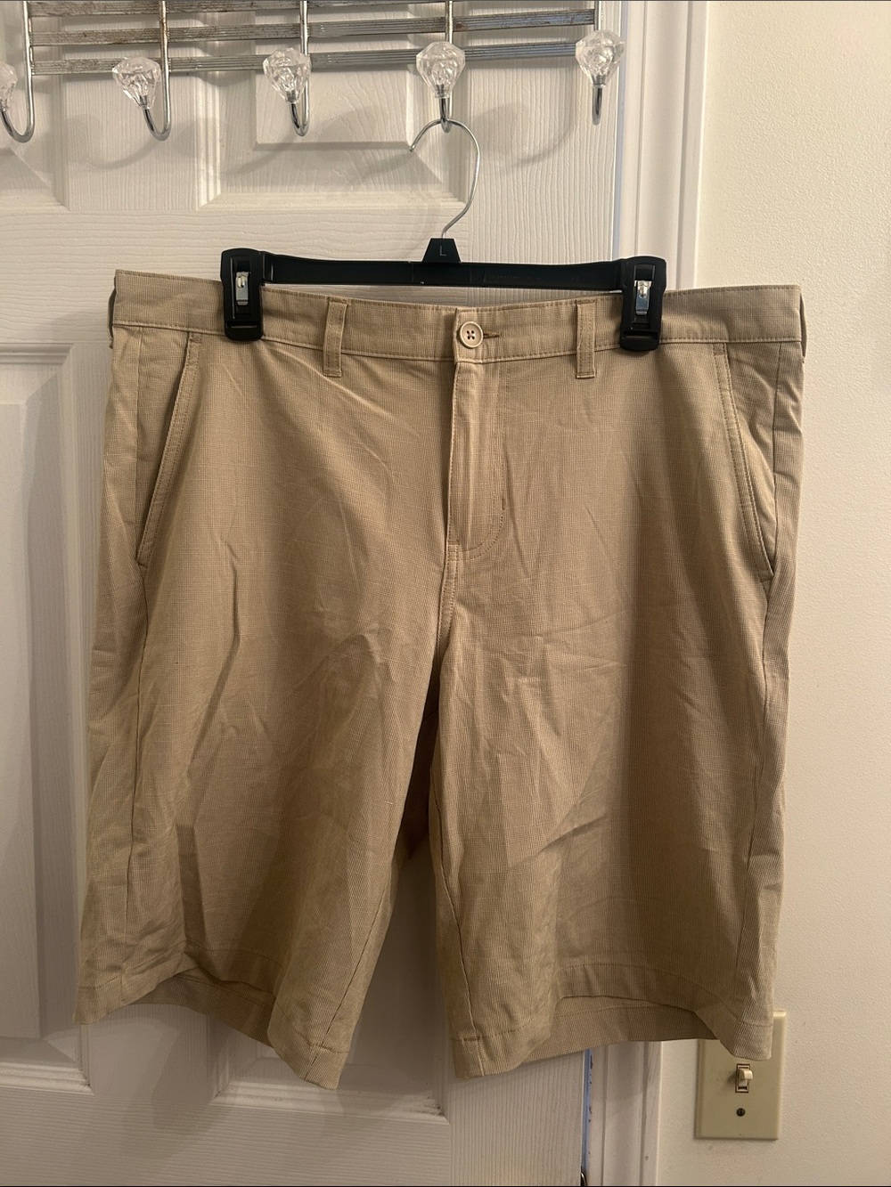 George Men's Tan Flat-Front Chino Shorts Sz 36